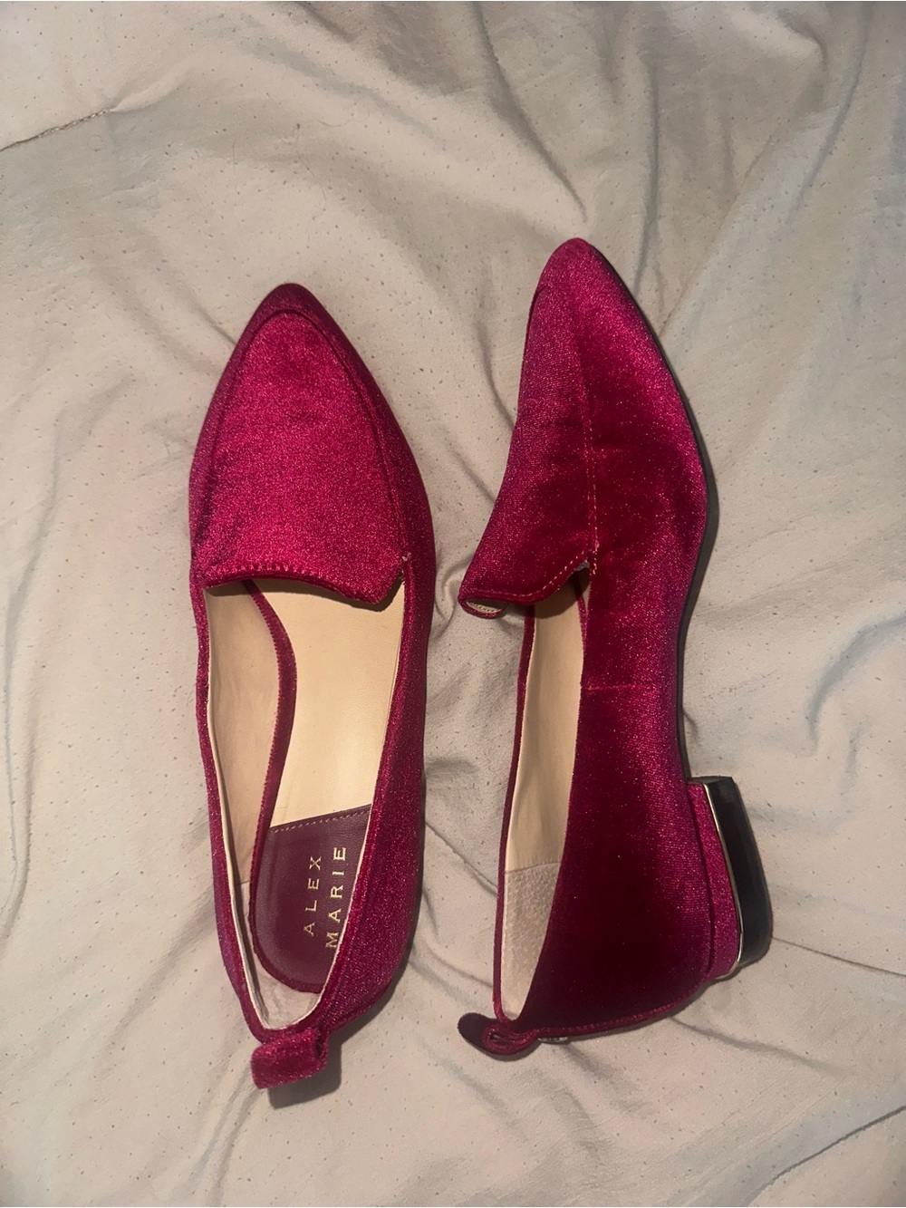 Alex Marie Deep Wine Velvet Pointed Toe Flats